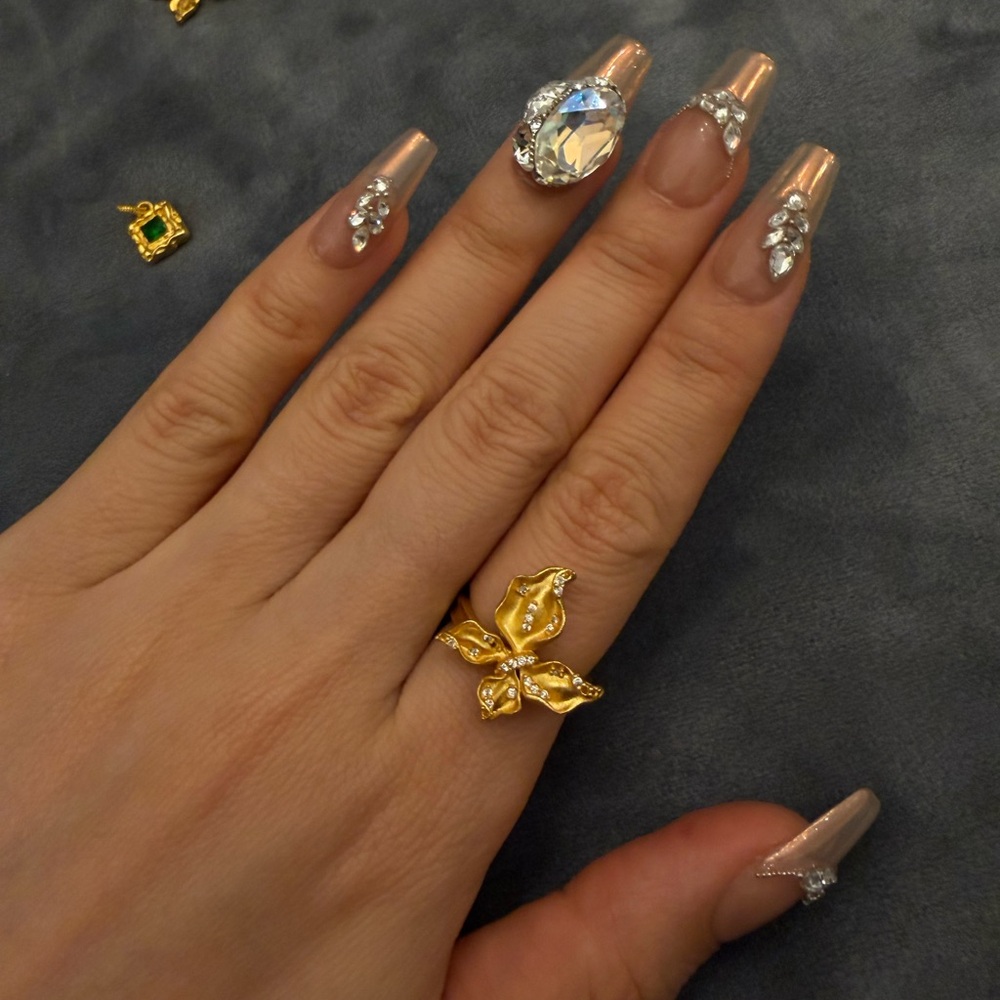 Sold! Adjustable Golden Orchid Ring